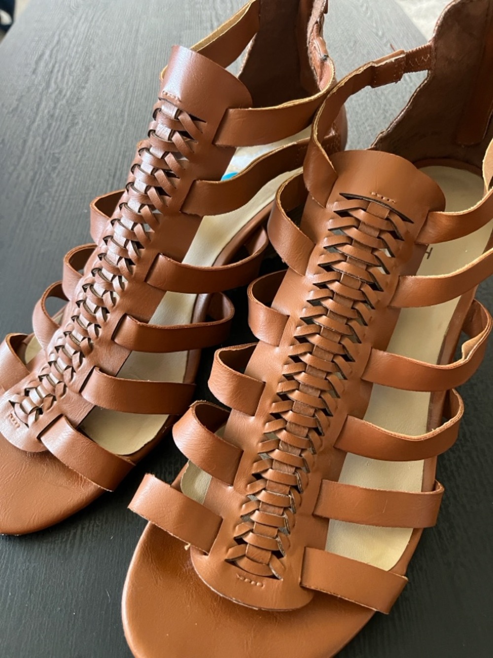 me too Tan Woven-Strap Gladiator Sandals
